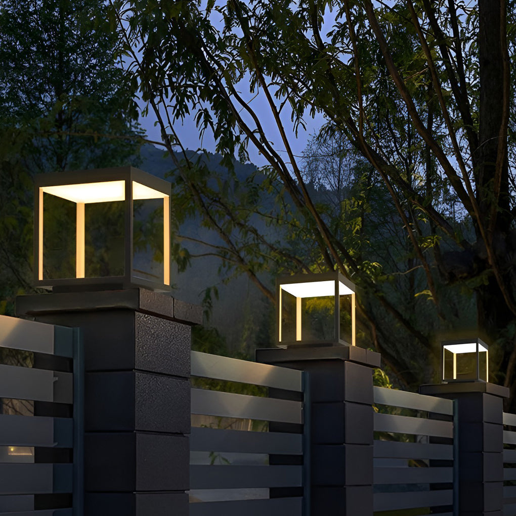 Lampe extérieure LED blanc chaud extérieur IP65 aluminium pilier carré moderne jardin terrasse façade