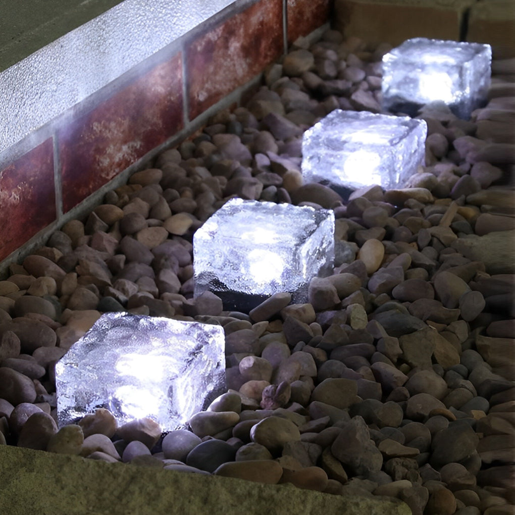Cube de glace solaire extérieur blanc chaud froid bleu vert IP65 design moderne pour jardin terrasse