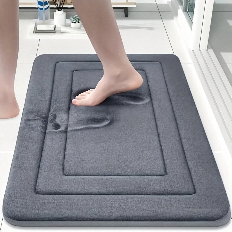 Tapis de Bain Vintage Polyester Gris 120 cm – Absorbant, Antidérapant, Lavable