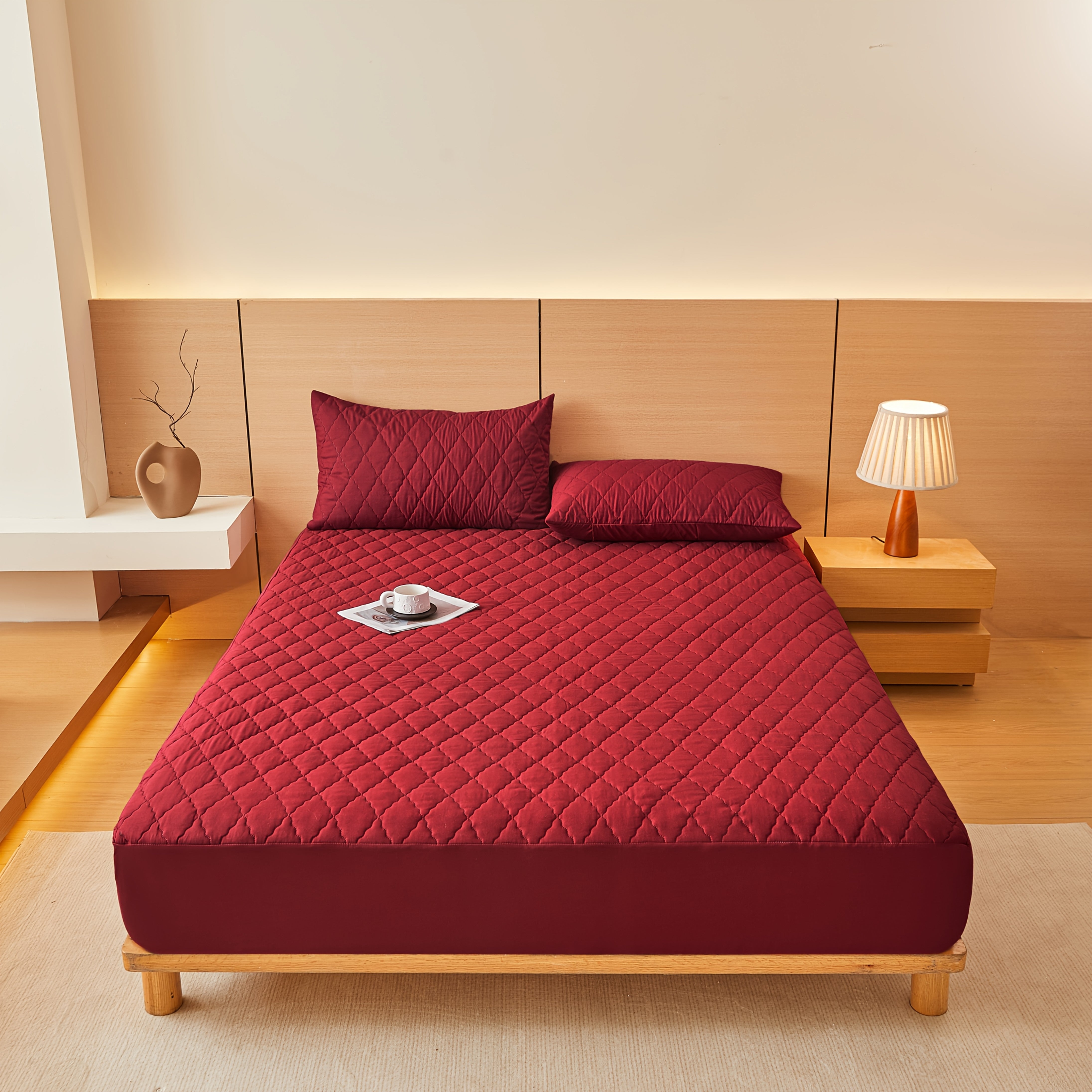 Housse de Matelas Matelassée Polyester Blanche 160 × 200 cm – Face Supérieure Imperméable, Lavable en Machine, Maintien Semi-Couvert