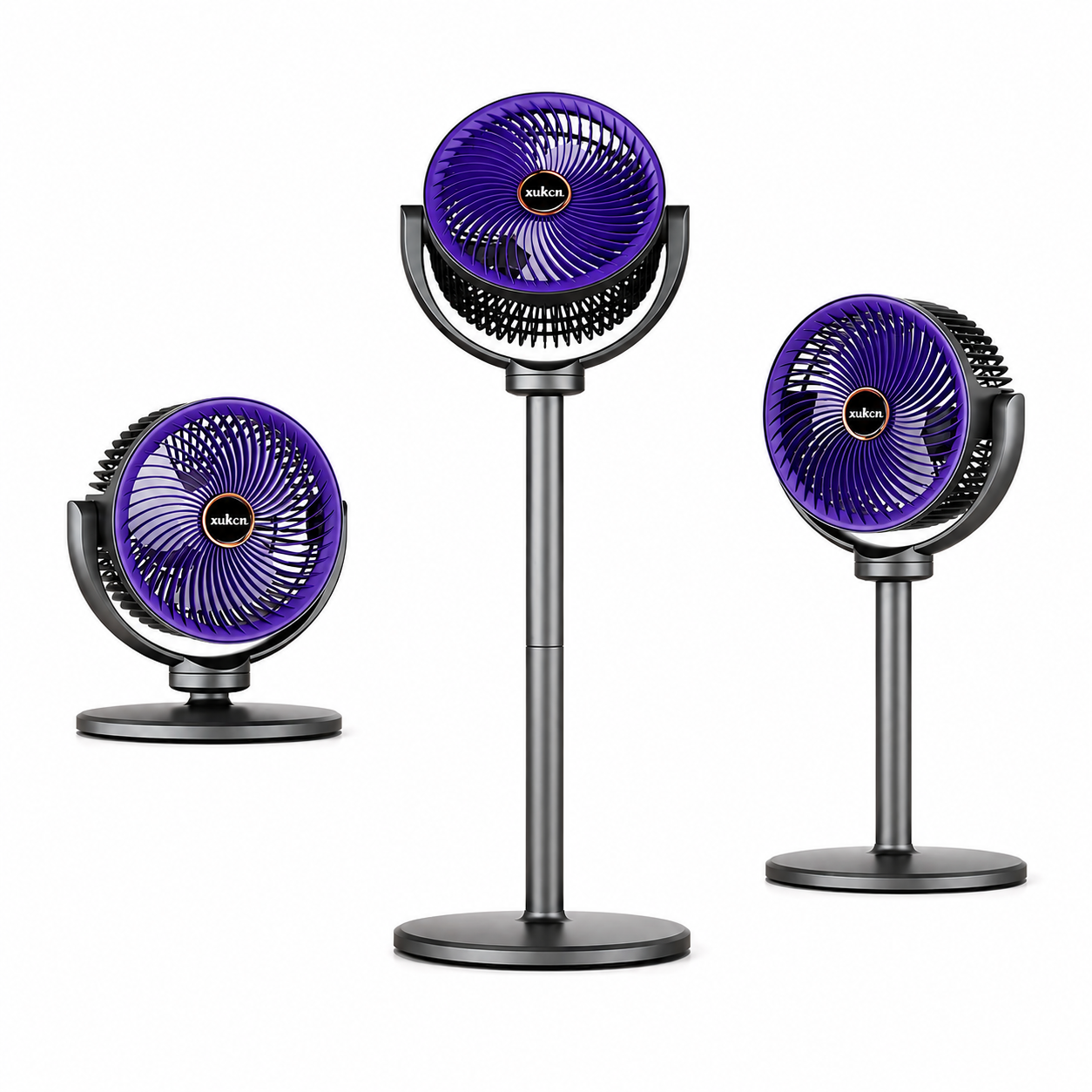 Ventilateur de Sol Pliable Plastique Noir 98 cm – Rétractable, Rotation à 360°, Recharge USB