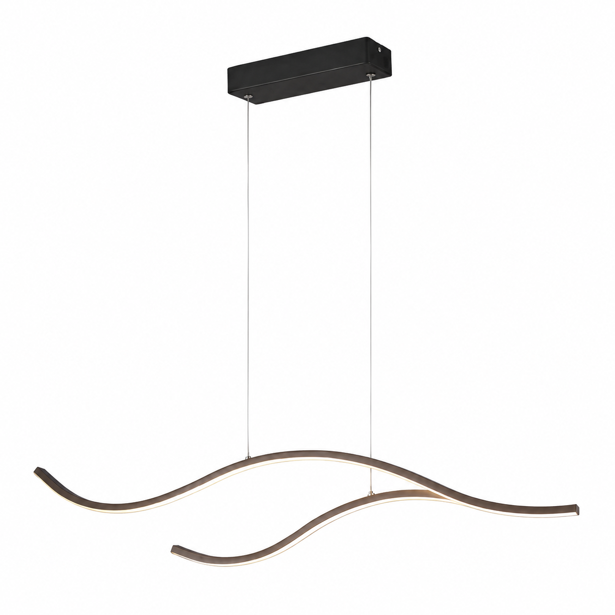 Suspension LED Métal Noir 120 cm – Hauteur Réglable, Forme Ondulée, LED Intégrée