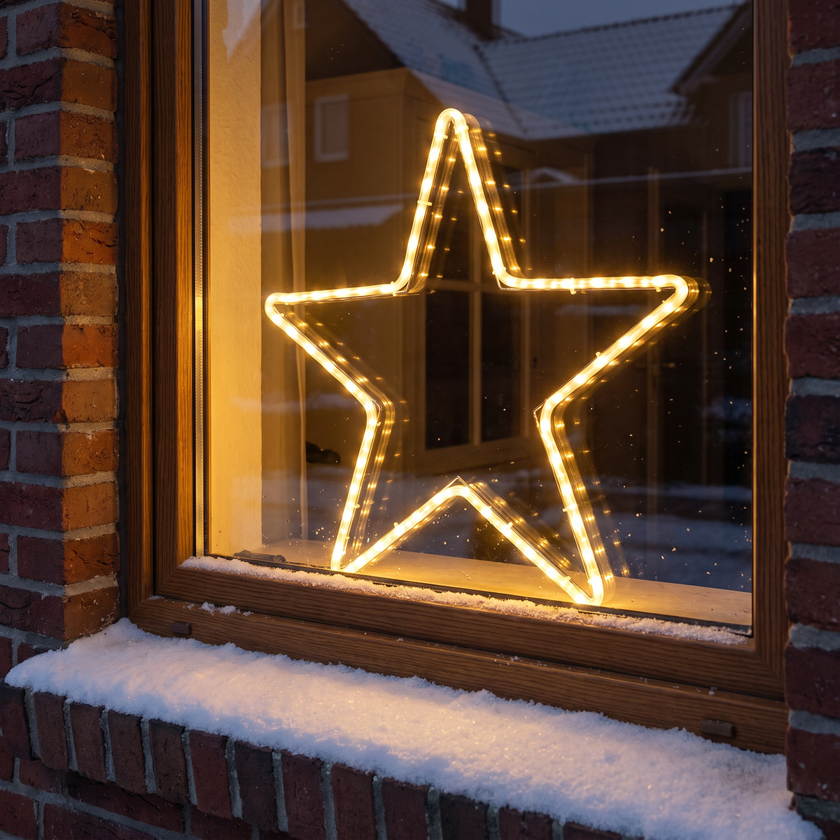 Étoile lumineuse LED 55 cm pour fenêtre avec minuterie, blanc chaud, intérieur et extérieur