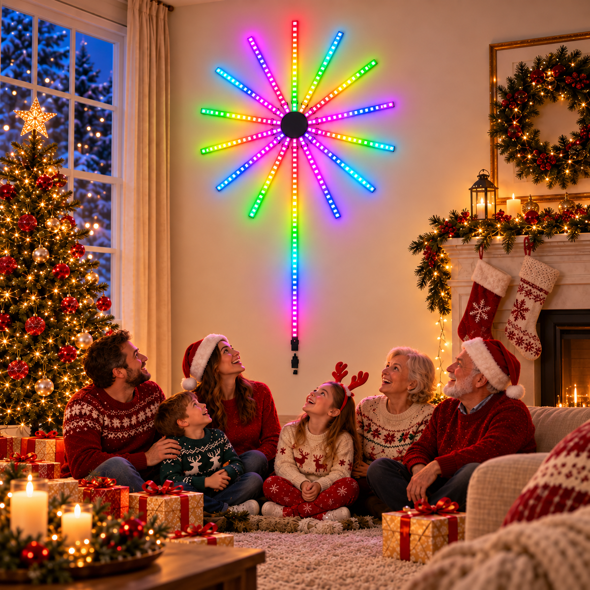 Lampe LED Feu d'Artifice Connectée | Contrôle par Application & Synchronisation Musicale