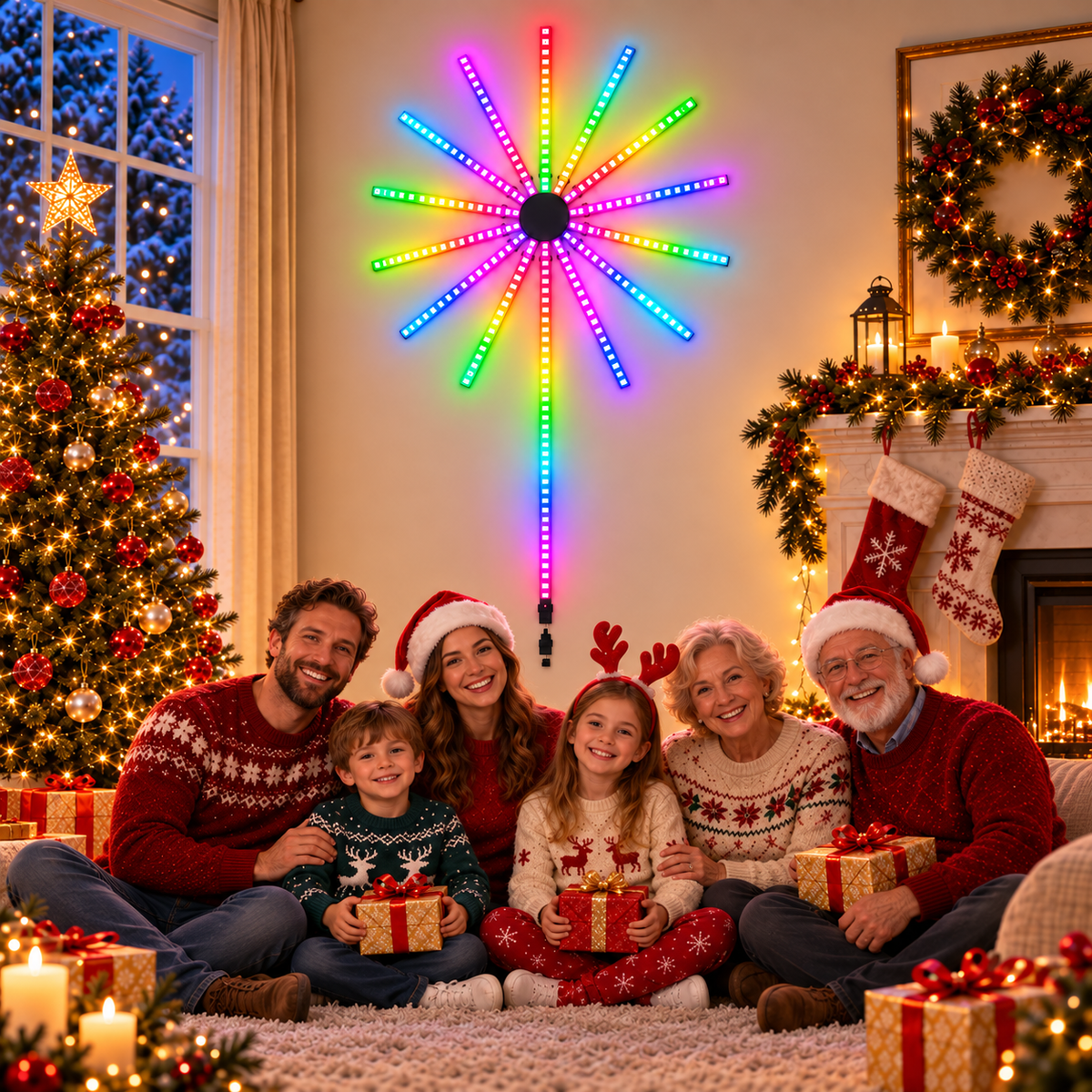 Lampe LED Feu d'Artifice Connectée | Contrôle par Application & Synchronisation Musicale