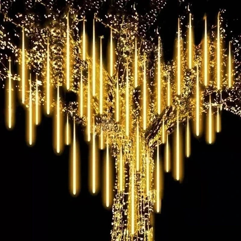 Guirlande LED pluie de météores pour l’extérieur, tubes lumineux étoiles filantes pour arbre et jardin