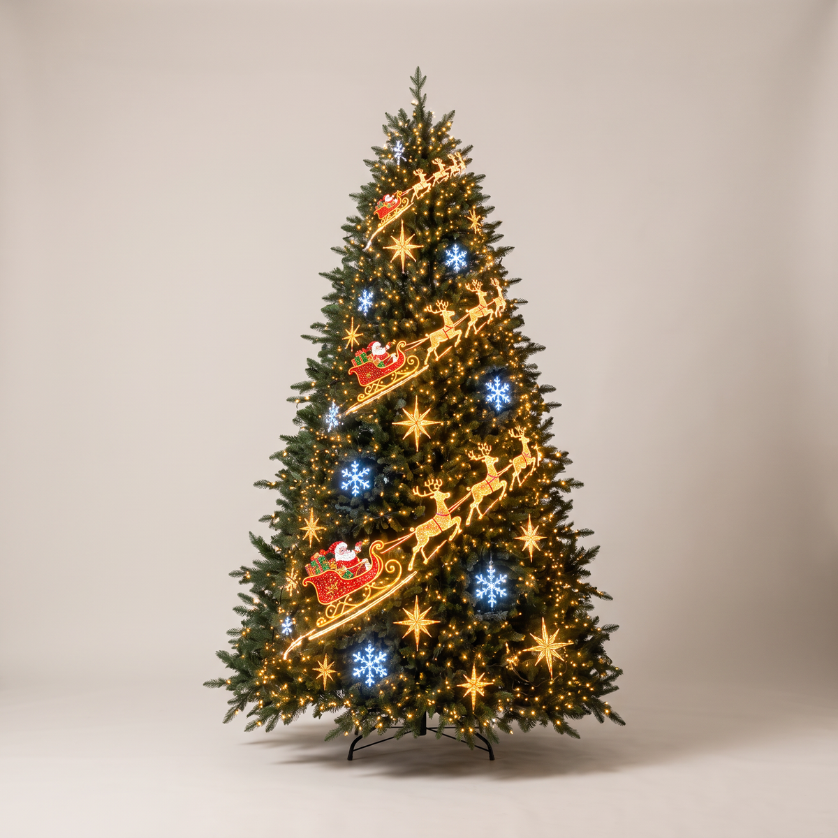 Guirlande lumineuse connectée pour sapin avec application, rideau LED pixel à motifs animés