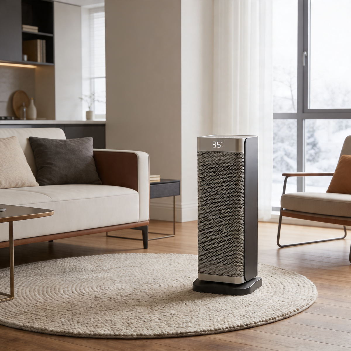 Chauffage électrique vertical 2000 W avec télécommande et technologie PTC