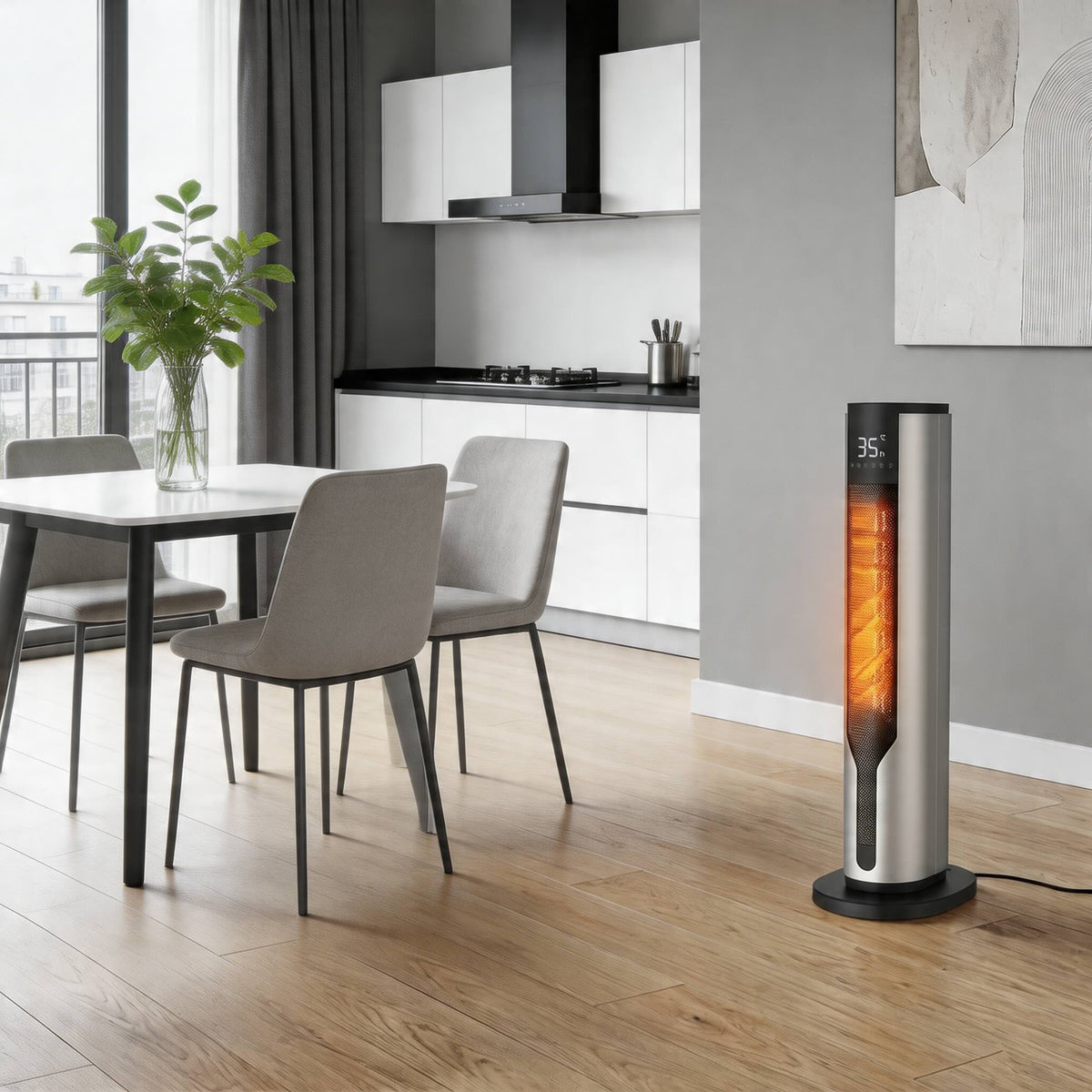 Chauffage de Sol Vertical en Céramique PTC 2000W avec Réglages Ajustables