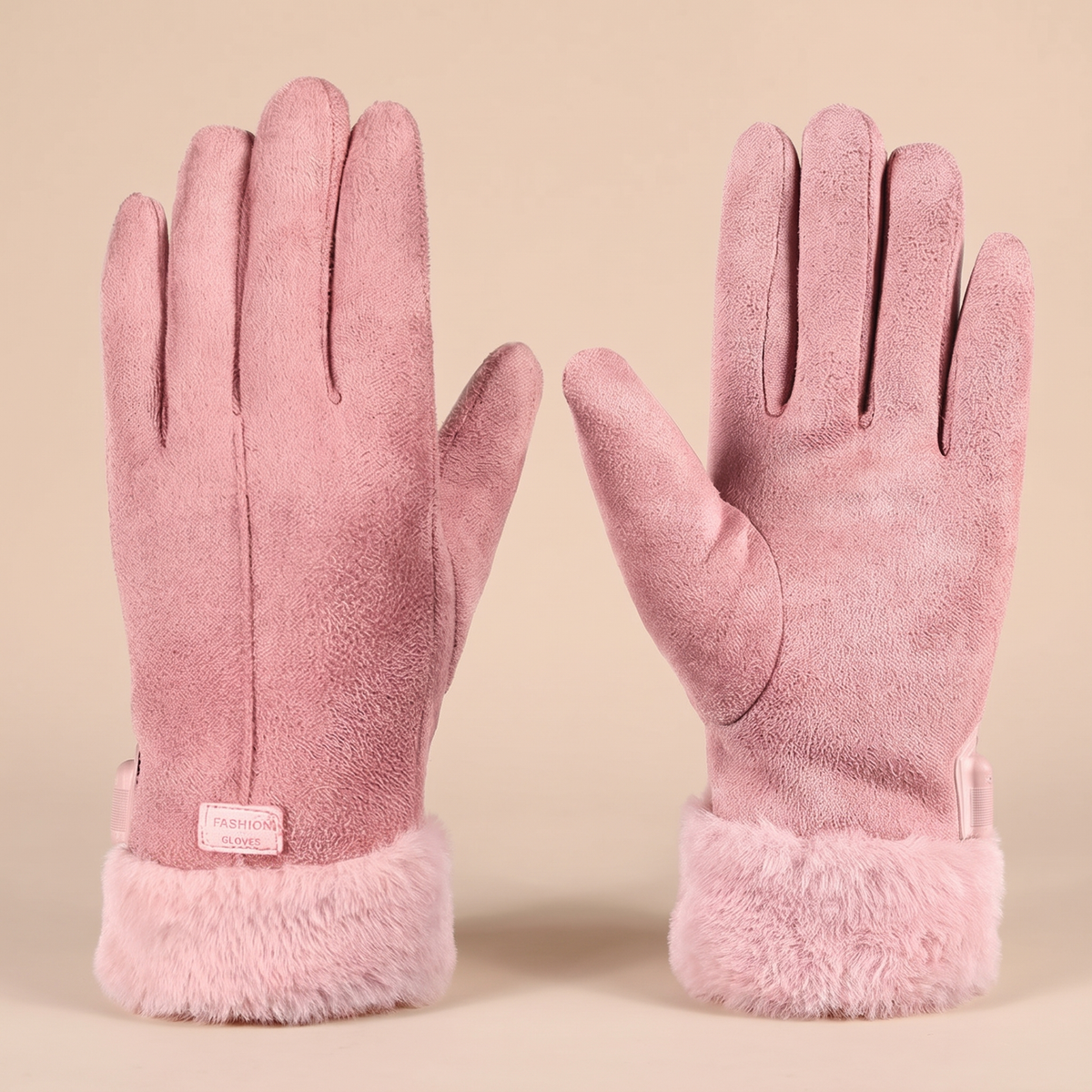 Gants chauffants pour femme avec revers en peluche, 3 niveaux de chaleur et doigt tactile