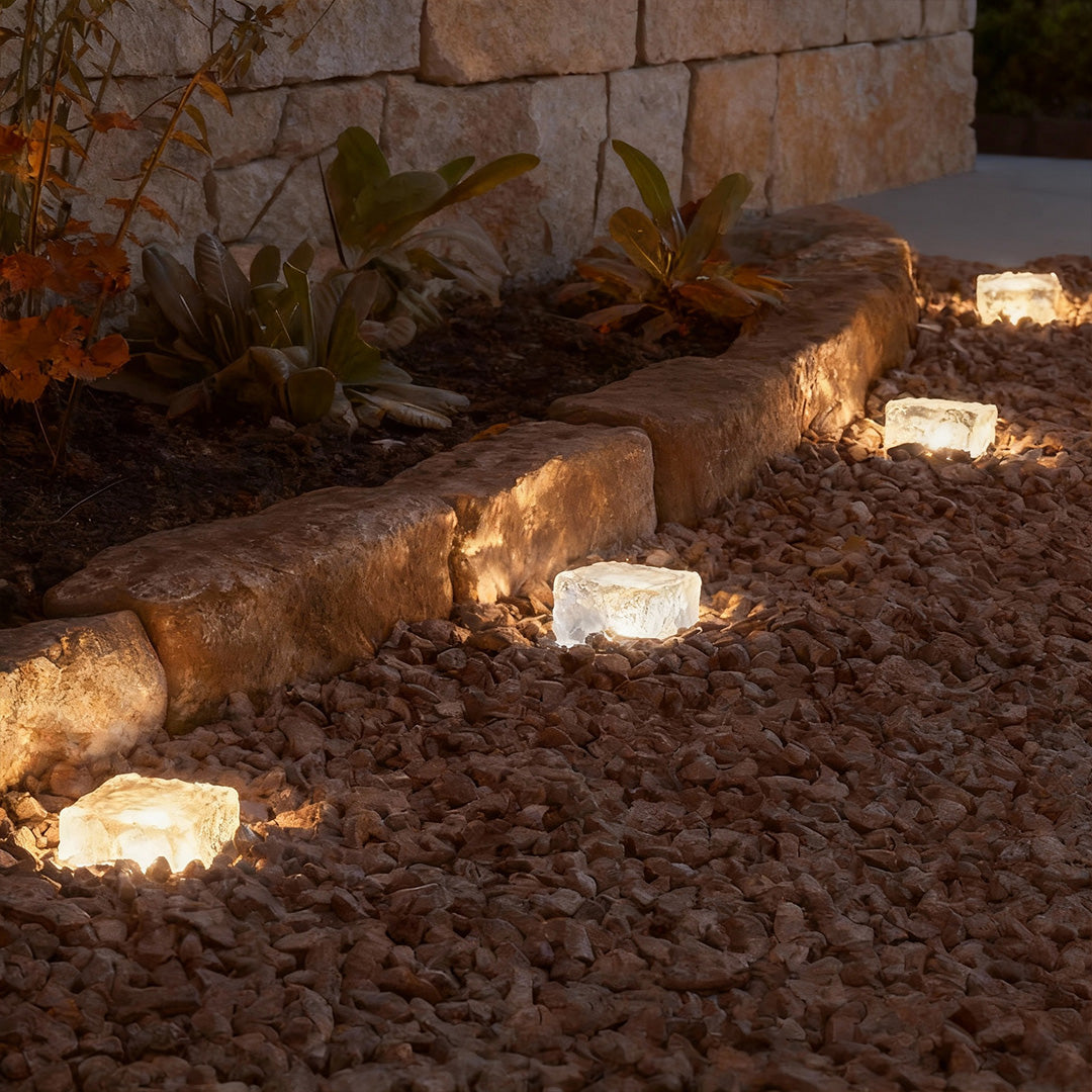 Cube de glace solaire extérieur blanc chaud froid bleu vert IP65 design moderne pour jardin terrasse
