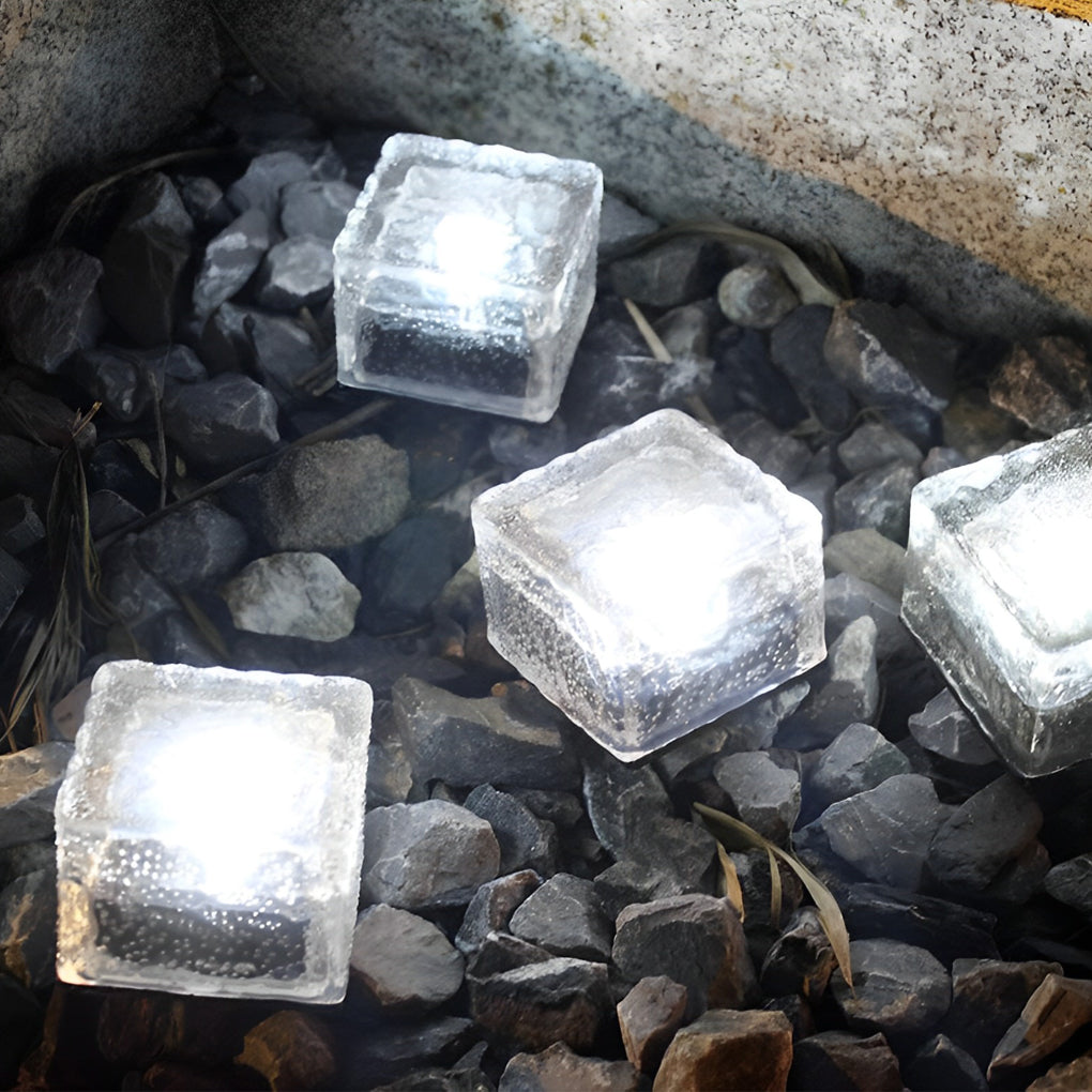 Cube de glace solaire extérieur blanc chaud froid bleu vert IP65 design moderne pour jardin terrasse
