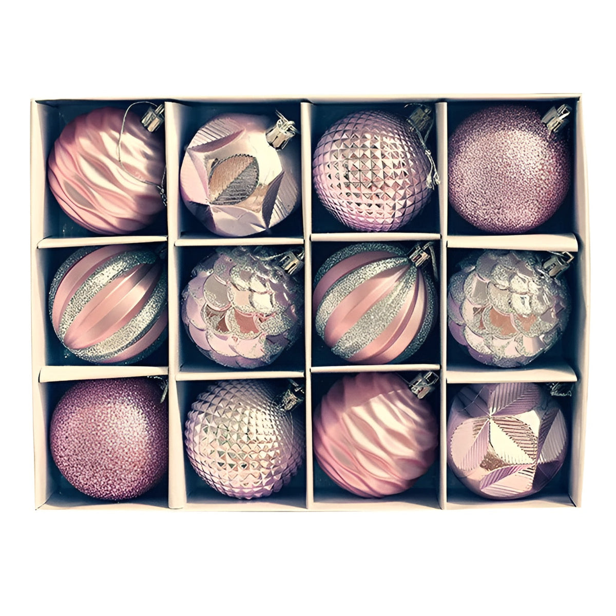 Lot de 24 boules de Noël incassables 6 cm, boules de sapin en cinq couleurs