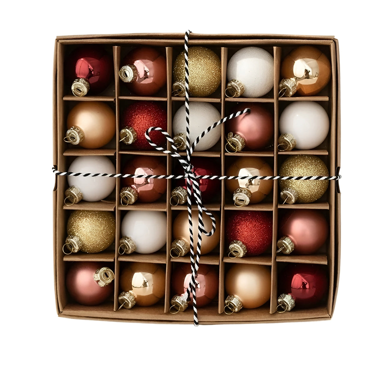Lot de 25 mini boules de Noël en verre 4 cm, petites boules de sapin en coffret