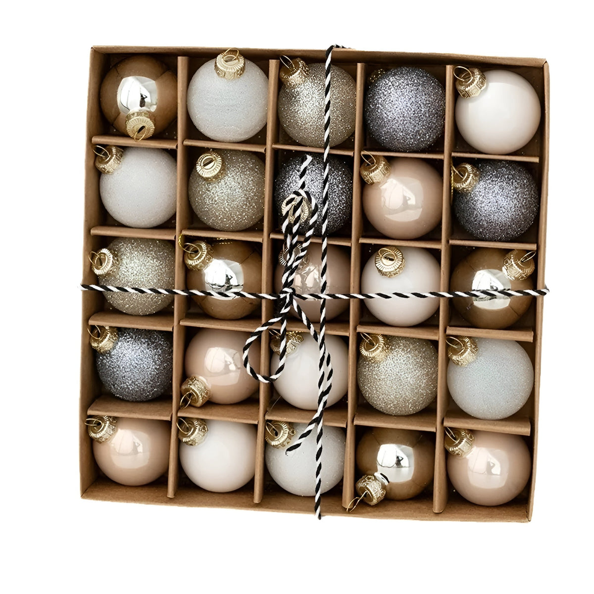 Lot de 25 mini boules de Noël en verre 4 cm, petites boules de sapin en coffret