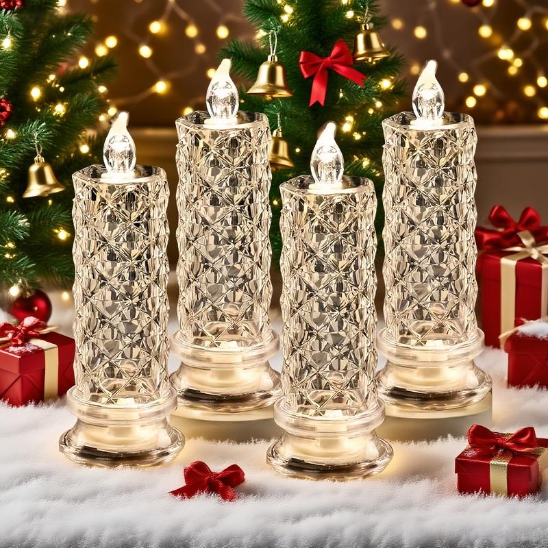 Lot de 4 bougies LED effet cristal, bougies sans flamme taille diamant à changement de couleur