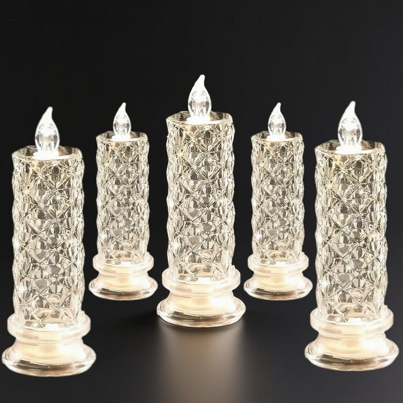 Lot de 4 bougies LED effet cristal, bougies sans flamme taille diamant à changement de couleur