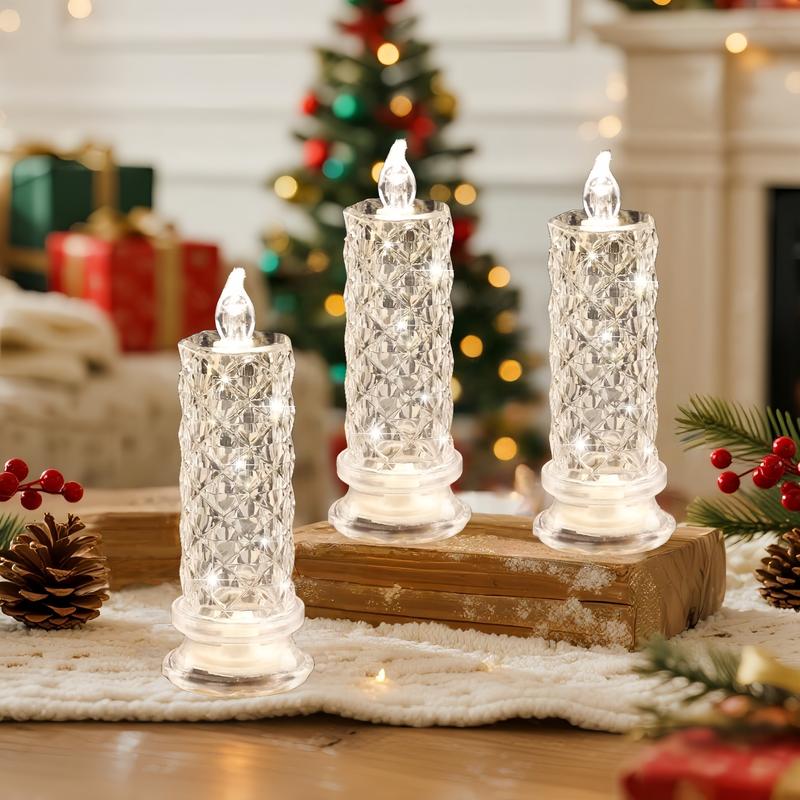 Lot de 4 bougies LED effet cristal, bougies sans flamme taille diamant à changement de couleur
