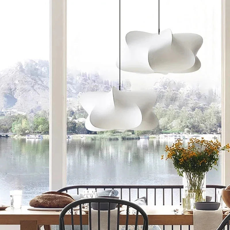 Suspension Japonaise en Soie LED Warm Blanc pour Salon