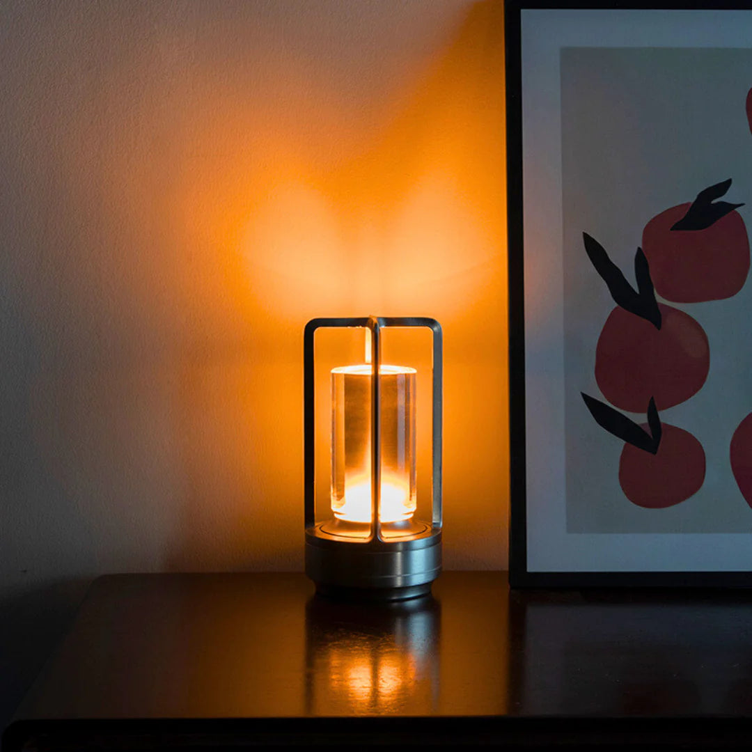 LumiCrysta – Lampe de table LED dimmable cristal poli, blanc, salon