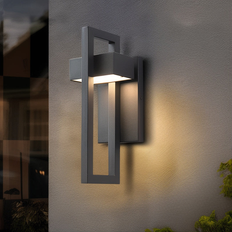 TwilightLux – Applique murale extérieure LED moderne, noir, jardin