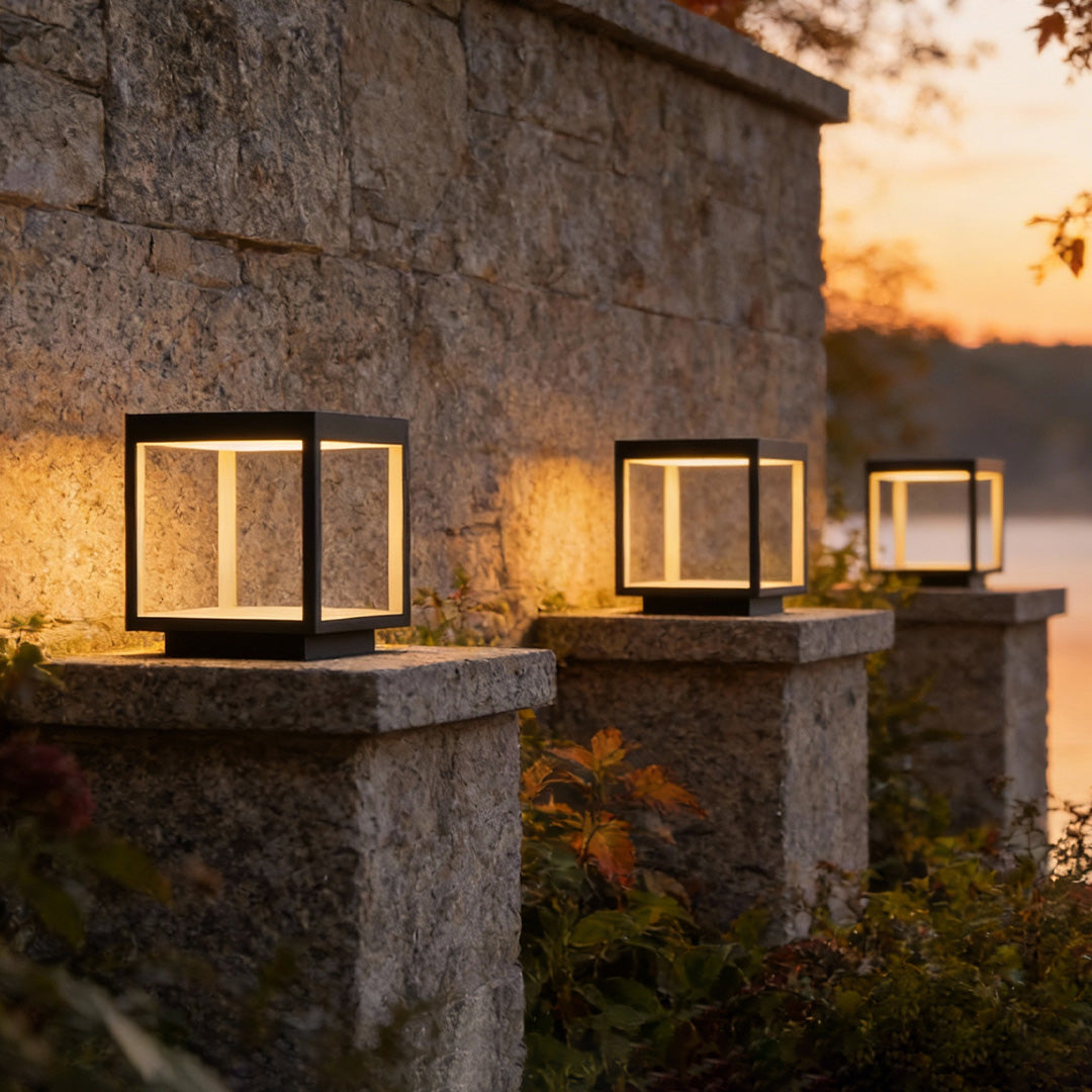 Lampe extérieure LED blanc chaud extérieur IP65 aluminium pilier carré moderne jardin terrasse façade