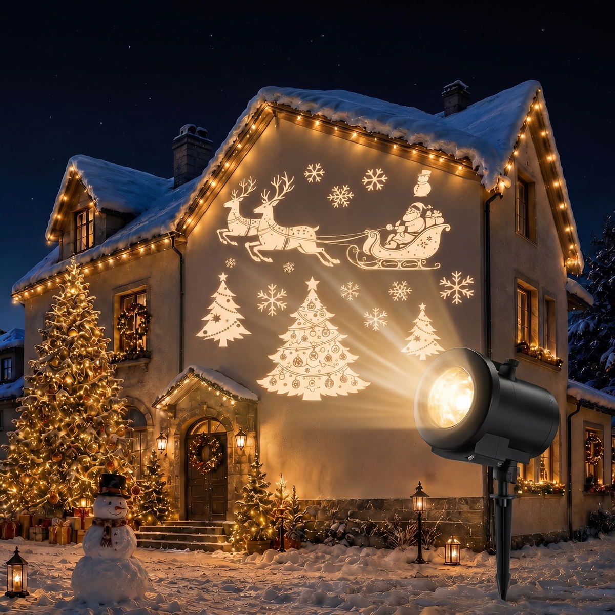 Projecteur de Noël LED extérieur avec motifs 3D animés, Noël et Halloween