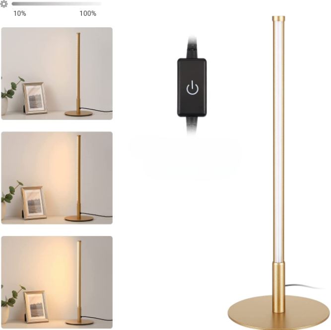 LustrousGold - Lampe de Table LED Dorée au Design Élégant et Moderne