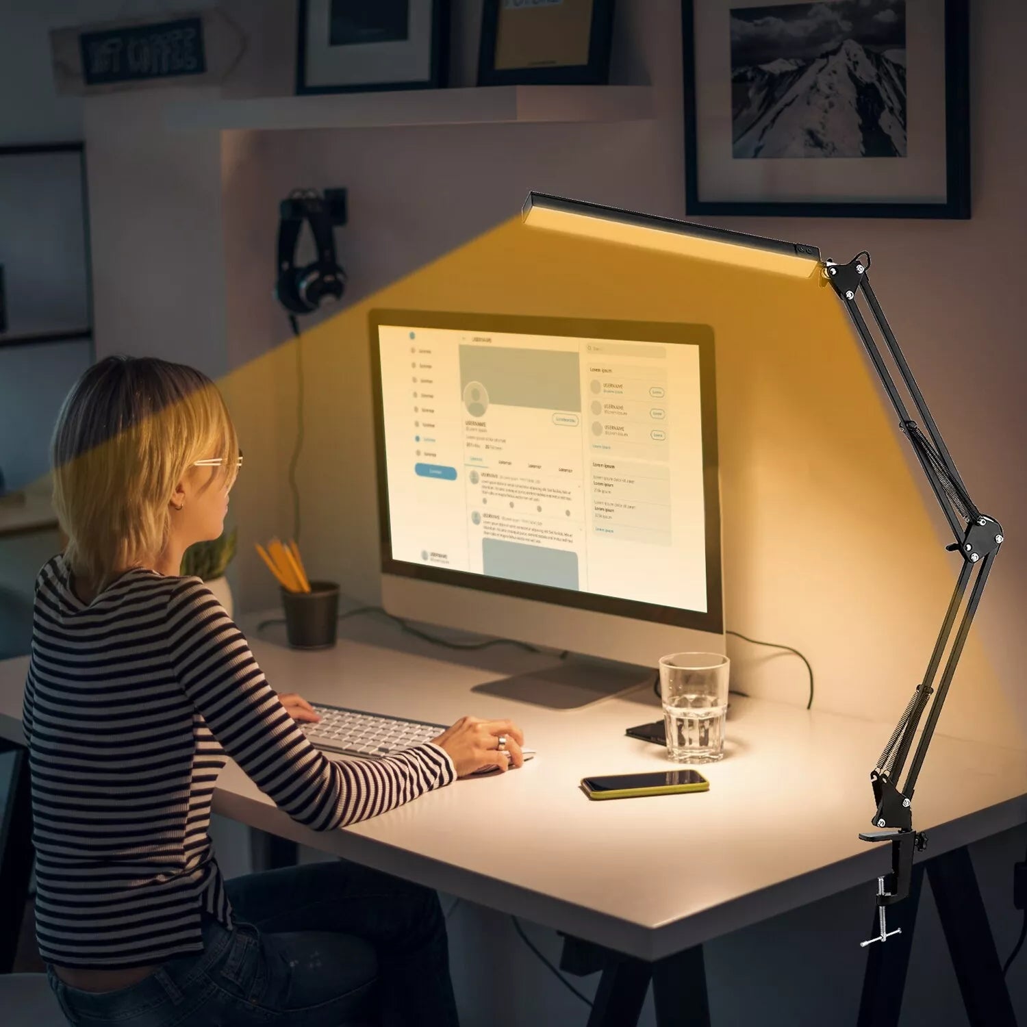 DeskGlow – Lampe de bureau LED dimmable avec bras et couleur réglable