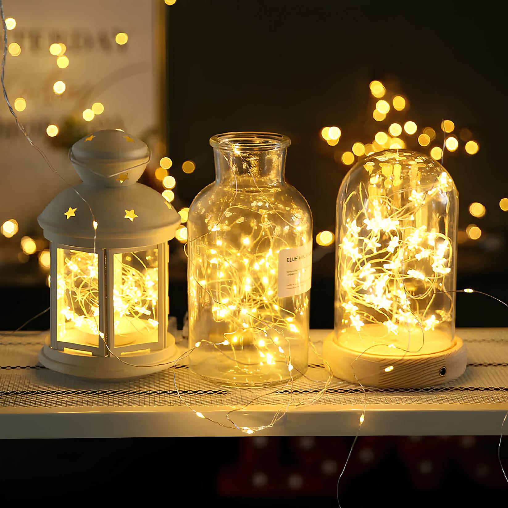 Guirlande lumineuse solaire LED blanc chaud extérieur jardin IP65 étanche design moderne