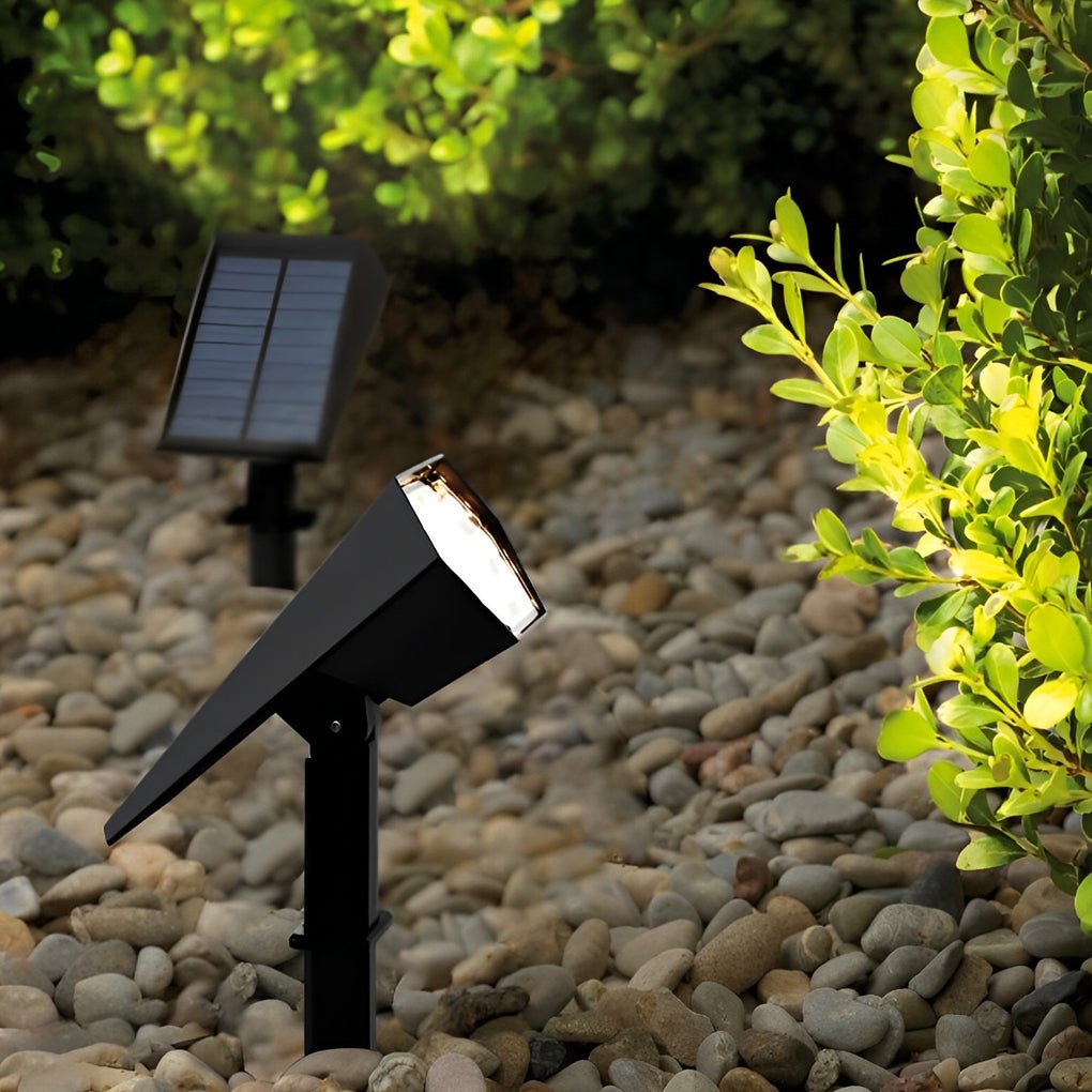 Spot solaire jardin LED blanc chaud extérieur IP65 étanche design moderne réglable décoratif