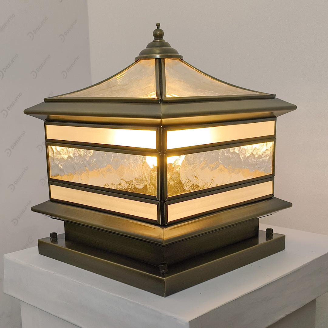 Lampadaire design extérieur solaire LED blanc chaud étanche cuivre décoratif vintage pour jardin