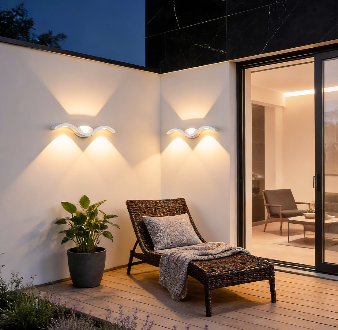 Applique murale LED extérieur blanc chaud aluminium IP65 éclairage up down moderne façade terrasse jardin
