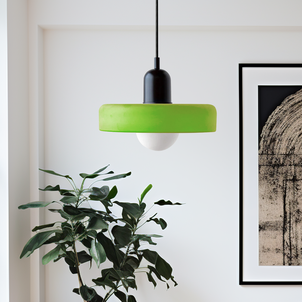LuminoBau – Suspension Bauhaus en Verre Coloré, Design Moderne, Intérieur