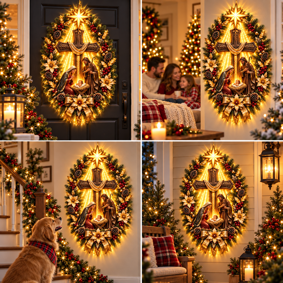 Étoile de Bethléem avec Croix et Nativité LED – Décoration Murale de Noël