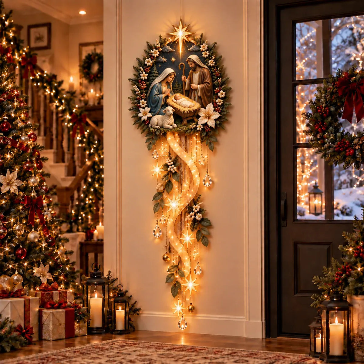 Applique Murale Étoile de la Nativité avec Éclairage LED