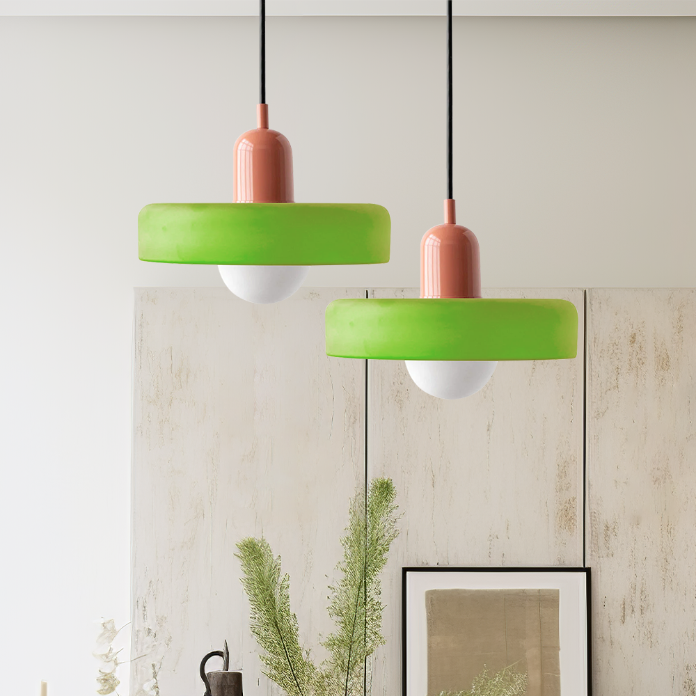 LuminoBau – Suspension Bauhaus en Verre Coloré, Design Moderne, Intérieur