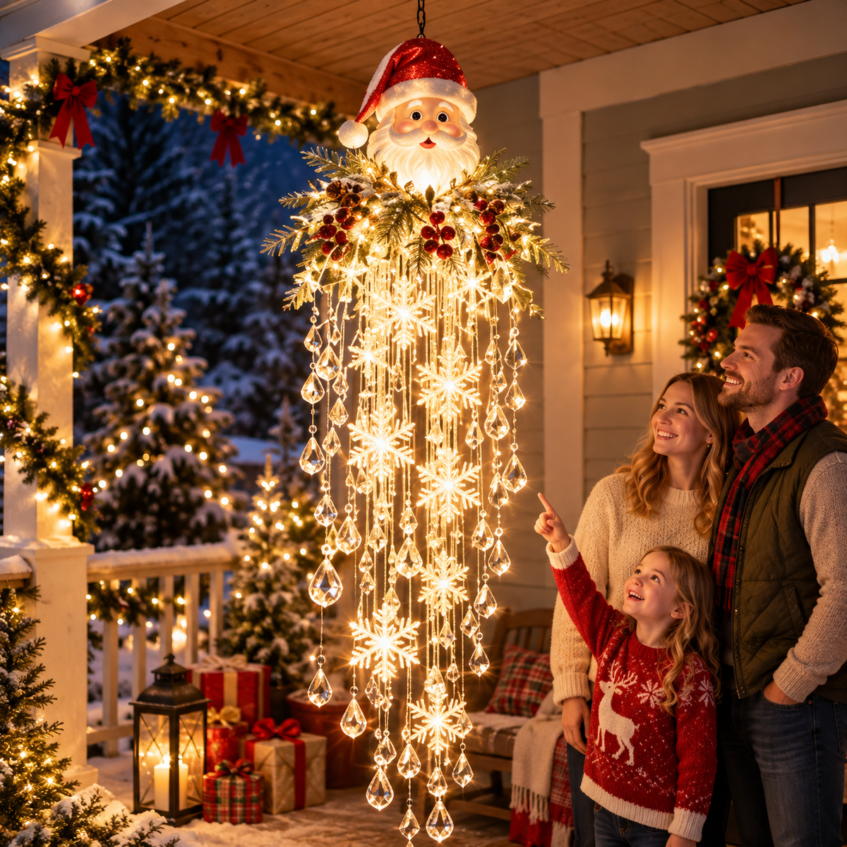 Décoration Lumineuse de Noël pour Rampe avec Cadeaux