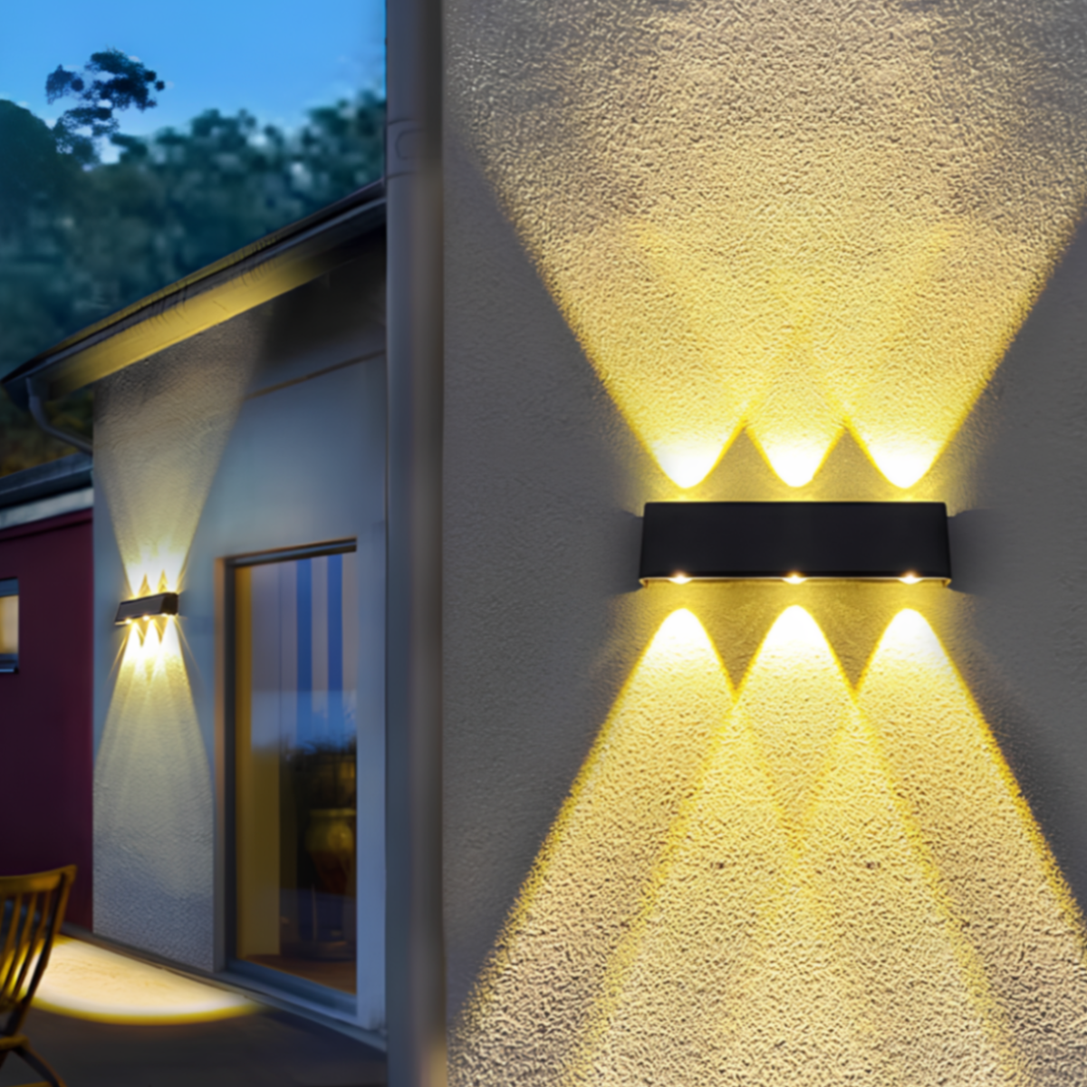 Applique murale solaire LED blanc chaud extérieur jardin IP65 aluminium moderne