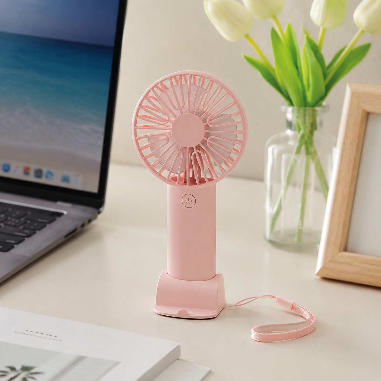 Mini Ventilateur de Bureau ABS Noir Ø10 cm – Recharge USB, Support Téléphone, Format Portable