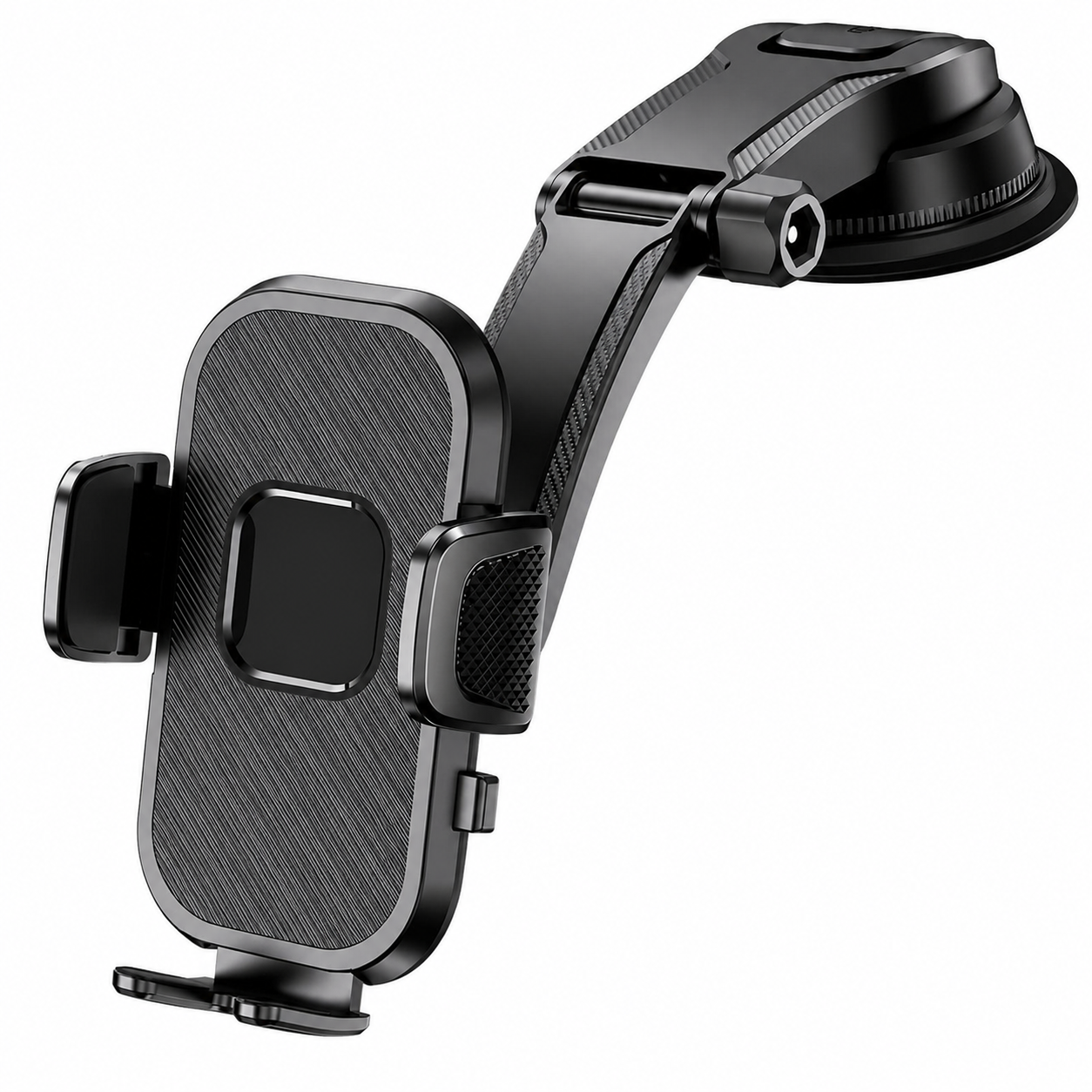 Support Téléphone Voiture Ajustable ABS Noir 15 cm – Tableau de Bord, Rotation 360°, Usage Universel