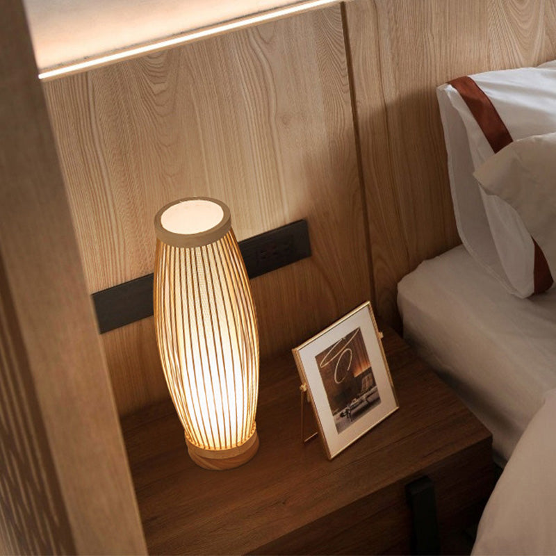 BambooSerenity – Lampe de Table d’Inspiration Orientale en Bambou avec Lumière Chaude