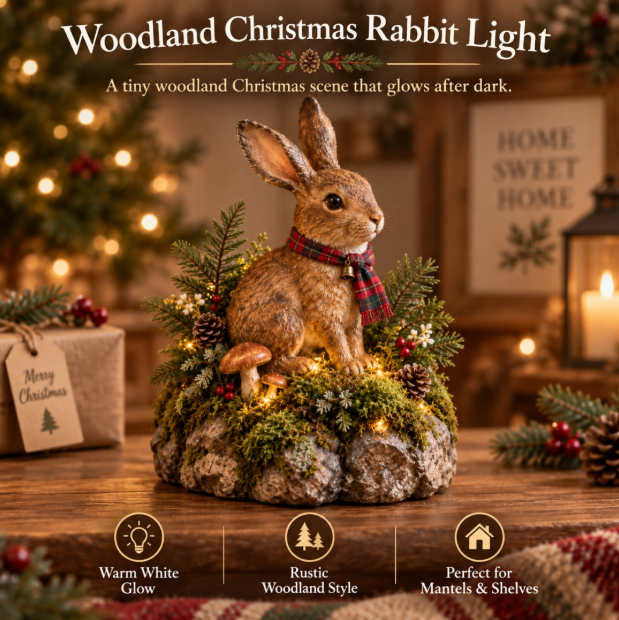 Statue de Lapin de Noël Éclairée avec Micro LED