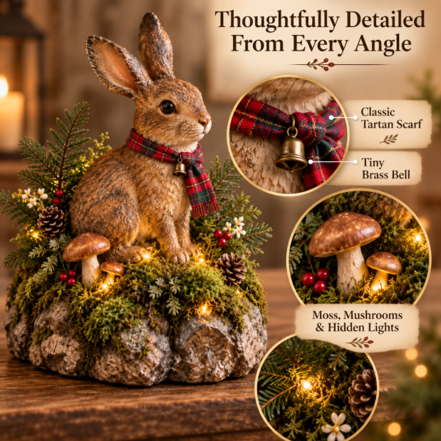 Statue de Lapin de Noël Éclairée avec Micro LED