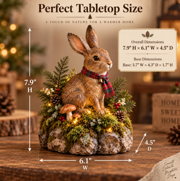 Statue de Lapin de Noël Éclairée avec Micro LED