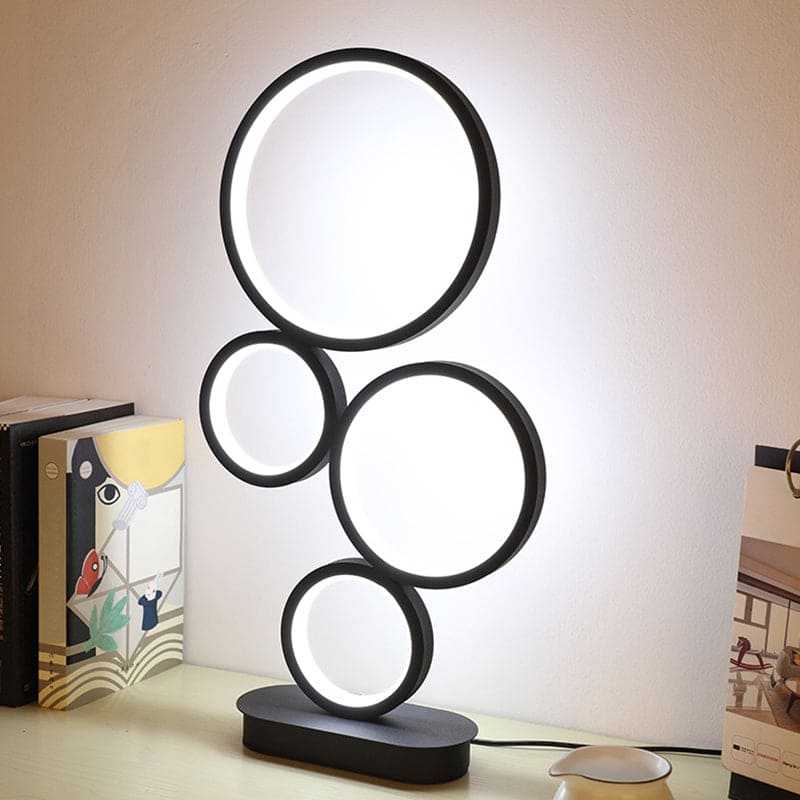 Luméora – Lampe de Table LED Dorée à Structure Superposée pour Salon