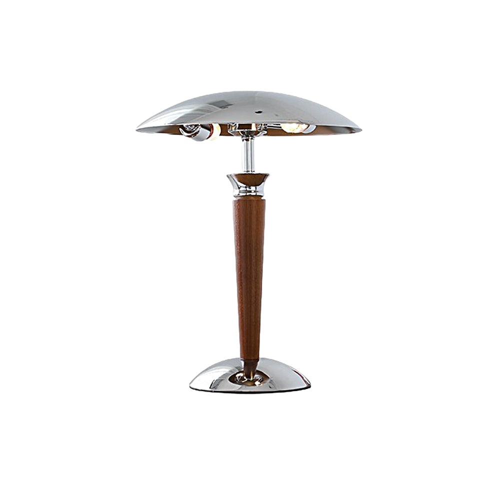RetroGlow – Lampe LED Champignon Rétro Chrome et Bois Salon