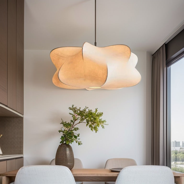 Suspension Japonaise en Soie LED Warm Blanc pour Salon