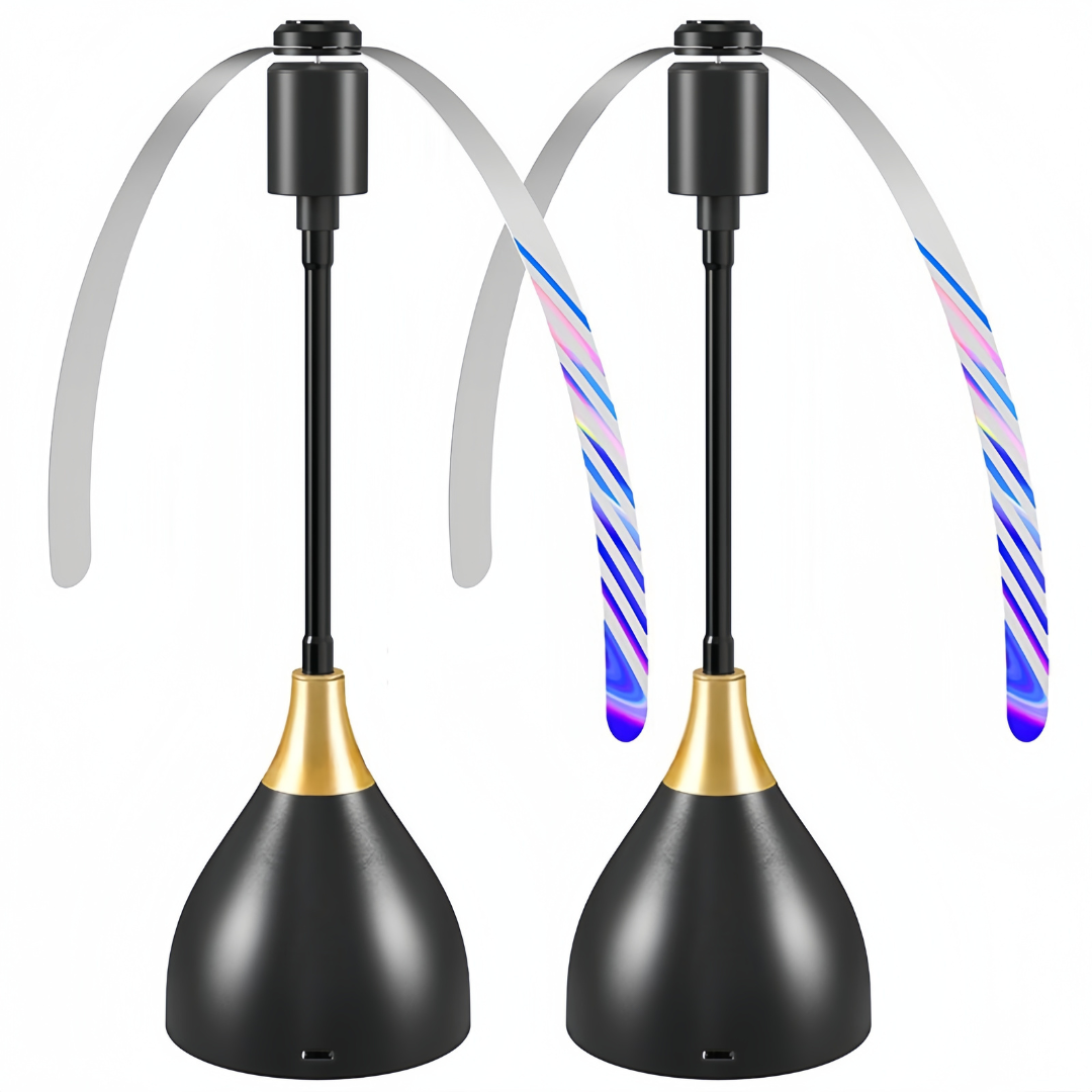 Ventilateur Anti-Mouches de Table Plastique Noir Ø25 cm – USB ou Piles, Portable, Lames Flexibles
