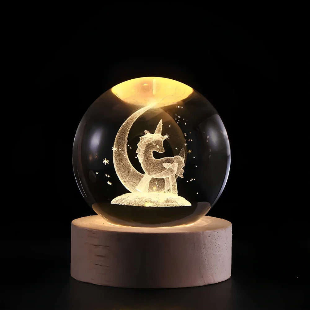 Boule Lumineuse Cristal – Lampe LED Colorée pour Chambre